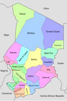 Carte des régions du Tchad