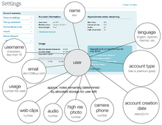 Information type model for users in Evernote