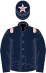 Dark blue, pink epaulets and star on cap