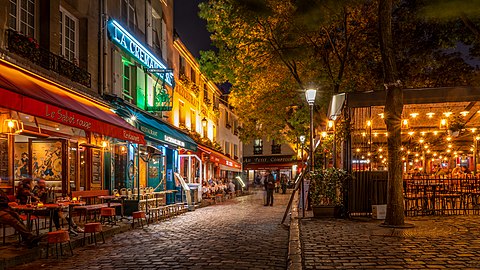 Restaurants 's avonds op de Place du Tertre