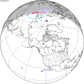 <span class="mw-page-title-main">Solar eclipse of June 17, 1928</span> 20th-century partial solar eclipse