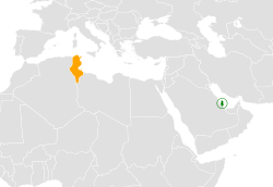 Map indicating locations of Qatar and Tunisia