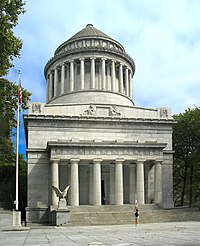 Grant's Tomb concrete structure face and dome shown.