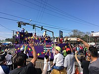 Mardi Gras float in the AMGA Krewes Parade in Alexandria. AMGA Krewes Parade.jpg