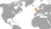 Location map for Barbados and the United Kingdom.