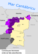 Les zones linguistique dans les provinces de León et de Zamora.