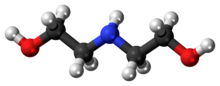 Ball-and-stick model of the diethanolamine molecule