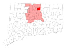 East Windsor's location within Hartford County and Connecticut