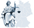 Justitia mit Deutschlandkarte im Hintergrund