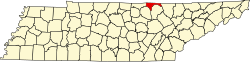 Clay County na mapě Tennessee