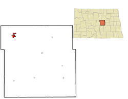 Location of Harvey, North Dakota