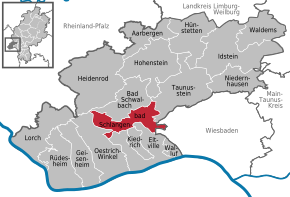 Poziția Schlangenbad pe harta districtului Rheingau-Taunus-Kreis