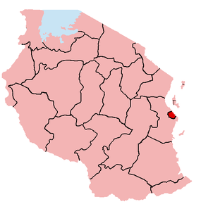 Harta regiunii Dar es Salaam în cadrul Tanzaniei