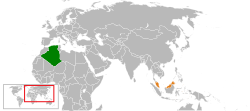 Map indicating locations of Algeria and Malaysia