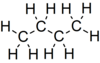 Skeletal formula of butane with all carbon and hydrogen atoms shown