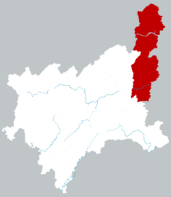 恩施州中の巴東県の位置