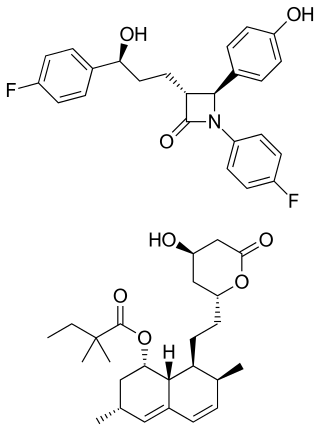 <span class="mw-page-title-main">Ezetimibe/simvastatin</span> Drug combination used for the treatment of dyslipidemia