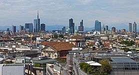 Skyscrapers in Milan as seen from the Milan Cathedral.