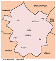 Map of Kula municipality showing the location of the village