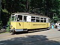 historischer Triebwagen 8 der Kirnitzschtalbahn im Depot Bad Schandau