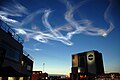 Drifting smoke plume left over from launch of Atlantis