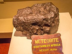 A 166 kg (365 lb) meteorite at the National Trust's Tatton Park, previously incorrectly labelled as Hoba, identified as a Gibeon (meteorite)[10]