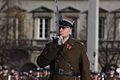 An officer of the regiment exercising the command of present arms.