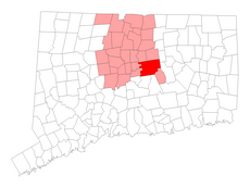 Glastonbury's location within Hartford County and Connecticut