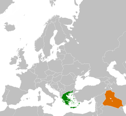 Map indicating locations of Greece and Iraq