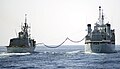 Royal Canadian Navy Frigate HMCS Regina being refueled by AOR HMCS Protecteur in the Pacific Ocean, 2013.