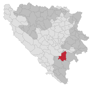 Lage der Gemeinde Kalinovik in Bosnien und Herzegowina (anklickbare Karte)