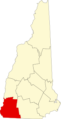 Locatie van Cheshire County in New Hampshire