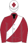 Maroon, White sash, White cap, Maroon diamond