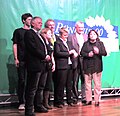 Die VertreterInnen der Grünen in Biberach 2008: Fritz Kuhn, Renate Künast, Eugen Schlachter, Winfried Kretschmann und die Landesvorsitzende Petra Selg.