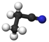 Ball and stick model of propanenitrile