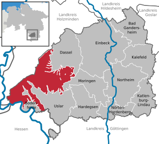 Lage des gemeindefreien Gebiets Solling im Landkreis Northeim