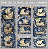 Navires du monde tels qu'ils sont représentés sur la carte de Fra Mauro , 1460.