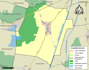 Carte en couleurs présentant l'occupation des sols.