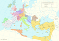 Kingdom of Italy (476-493 AD) and Byzantine Empire (286/395–1453 AD) in 476 AD.