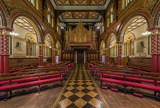 The interior facing the organ