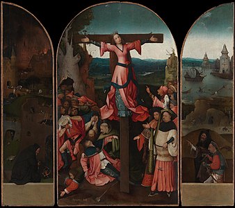 The Crucifixion of Saint Wilgefortis, by Hieronymus Bosch