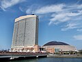 Hilton Fukuoka Sea Hawk (left) and Fukuoka Yafuoku! Dome (right)