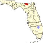 A state map highlighting Hamilton County in the corner part of the state. It is medium in size.