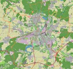 Mapa konturowa Pilzna, po prawej znajduje się punkt z opisem „Božkov”