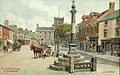 A c. 1920 postcard of Market Place, by A. R. Quinton. The building in the centre, latterly the Cyclists' Rest, was demolished in 1935[25]