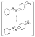 de: Delokalisation von Elektronen beim Aminoazobenzol; en: Delocalisation of electrons at the molecule of ???