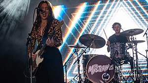 The Mysterines performing at Boardmasters Festival in Cornwall, England, 2021.