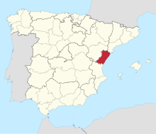 Map of Spain with the province of Castellón highlighted