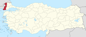 Location of ادیرنه Province in Turkey