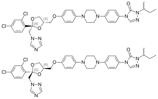 <span class="mw-page-title-main">Itraconazole</span> Chemical compound used as medication to treat fungal infections